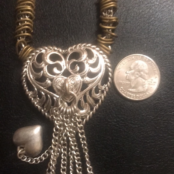 Mixed metal 💜 HEART necklace 24 inch chain 32 inch total - Picture 9 of 9